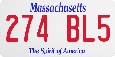MA license plate 274BL5