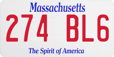 MA license plate 274BL6