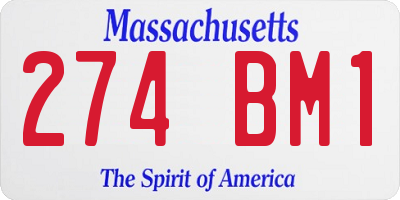 MA license plate 274BM1