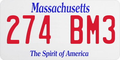 MA license plate 274BM3