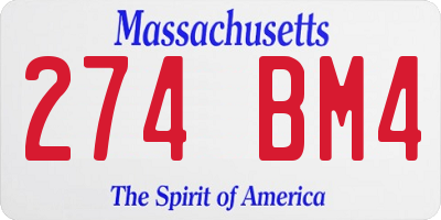 MA license plate 274BM4