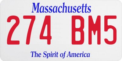 MA license plate 274BM5