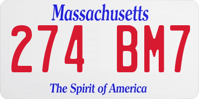 MA license plate 274BM7