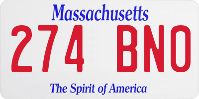 MA license plate 274BN0