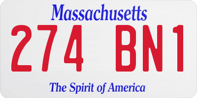 MA license plate 274BN1