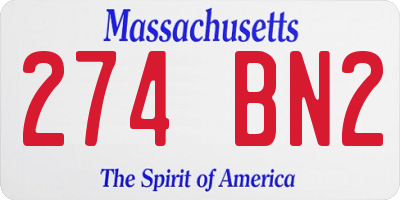MA license plate 274BN2