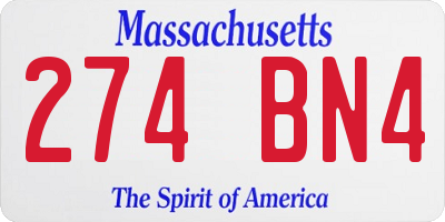 MA license plate 274BN4