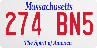 MA license plate 274BN5