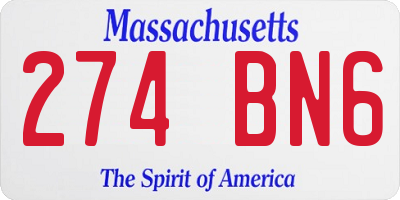 MA license plate 274BN6