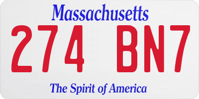 MA license plate 274BN7