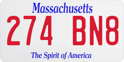 MA license plate 274BN8