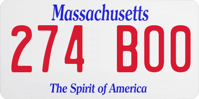 MA license plate 274BO0