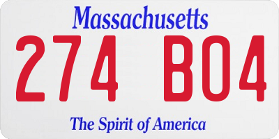 MA license plate 274BO4