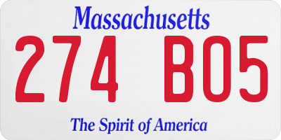 MA license plate 274BO5