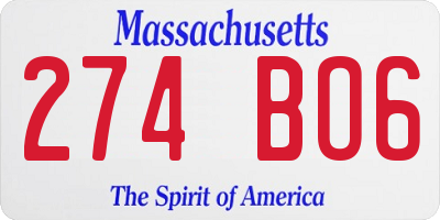 MA license plate 274BO6
