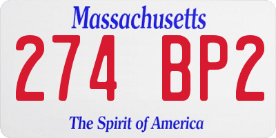 MA license plate 274BP2