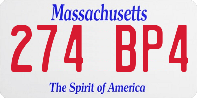 MA license plate 274BP4