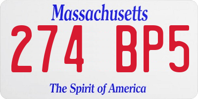 MA license plate 274BP5