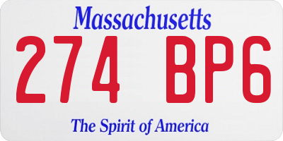 MA license plate 274BP6