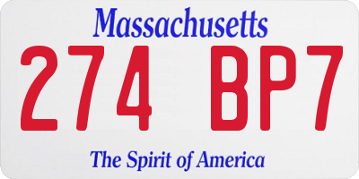 MA license plate 274BP7