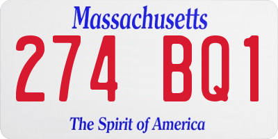 MA license plate 274BQ1