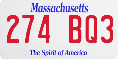 MA license plate 274BQ3