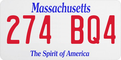 MA license plate 274BQ4