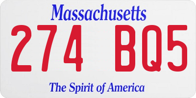 MA license plate 274BQ5