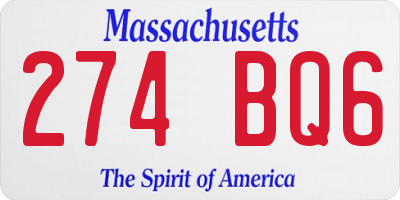 MA license plate 274BQ6