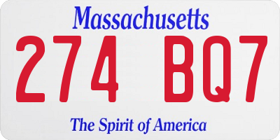 MA license plate 274BQ7