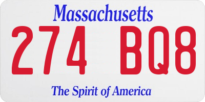 MA license plate 274BQ8