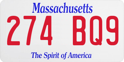 MA license plate 274BQ9