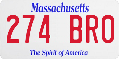 MA license plate 274BR0
