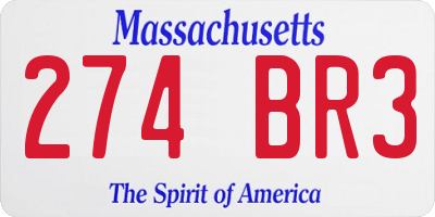 MA license plate 274BR3
