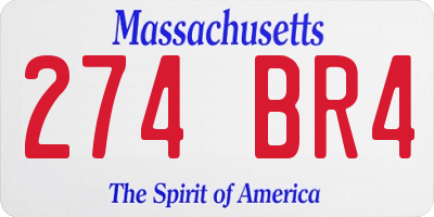 MA license plate 274BR4