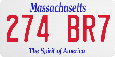 MA license plate 274BR7