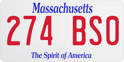 MA license plate 274BS0