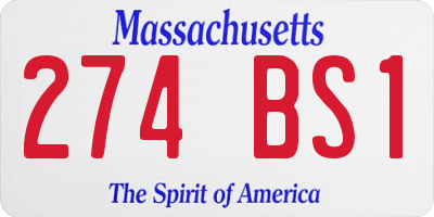 MA license plate 274BS1