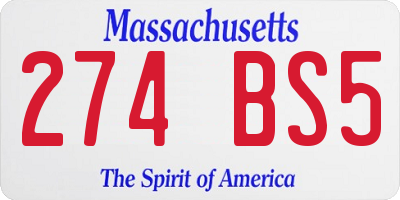 MA license plate 274BS5