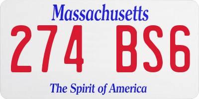 MA license plate 274BS6