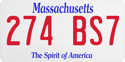 MA license plate 274BS7