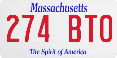 MA license plate 274BT0