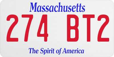 MA license plate 274BT2