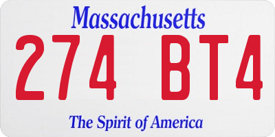 MA license plate 274BT4