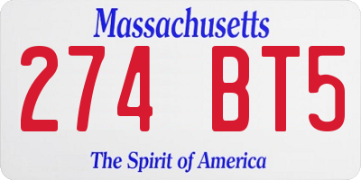 MA license plate 274BT5