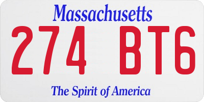 MA license plate 274BT6