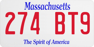 MA license plate 274BT9