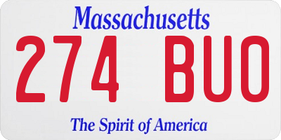 MA license plate 274BU0