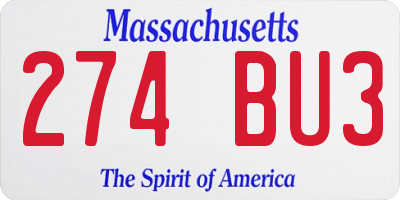 MA license plate 274BU3