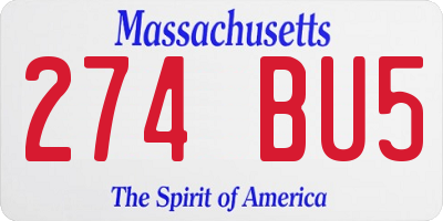 MA license plate 274BU5